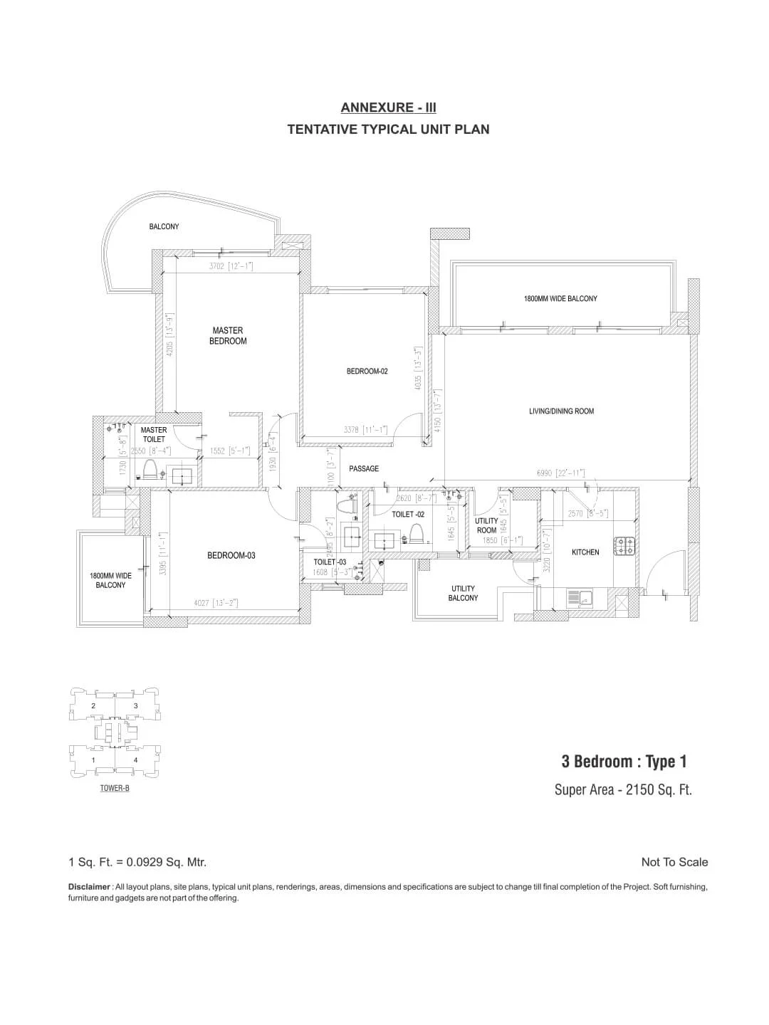 3 Bedroom : Type 1